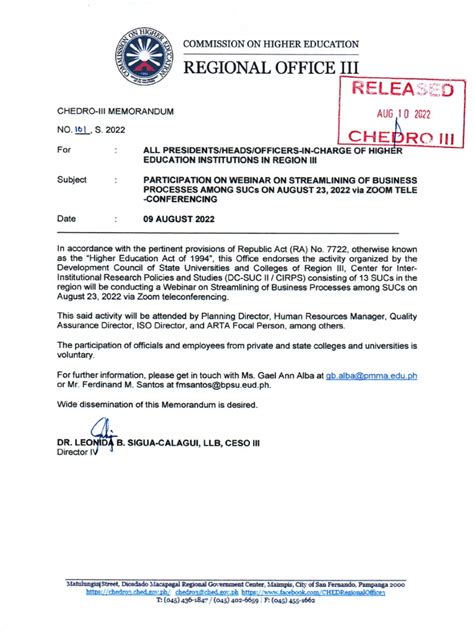 CHEDRO III MEMORANDUM No. 101 Series of 2022.